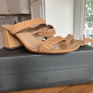 NEW Ann Taylor Peyton Leather Woven Two Strap Block Heel